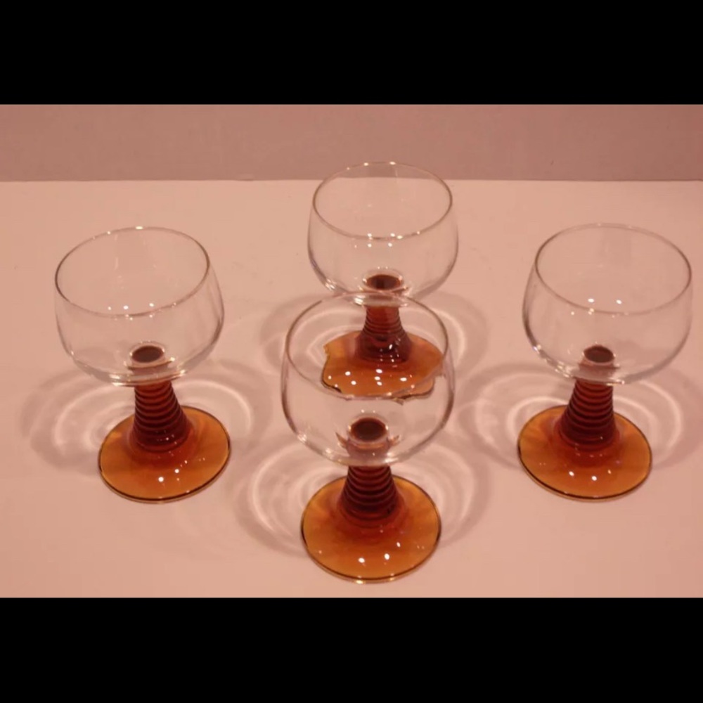 Vtg Wine Glasses Schott Zwiesel Amber Beehive